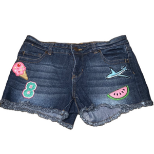 No Boundaries Denim Jean Shorts Patches Junior Size 7